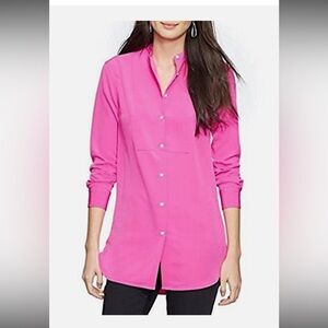 Lauren Ralph Lauren Long Sleeve Adonis Shirt / Tunic Hot Pink - L